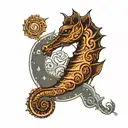 The seahorse's head rests within the crescent moon, symbolizing new beginnings and potential. * The remaining phases of  tattoo design idea