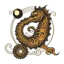 The seahorse's head rests within the crescent moon, symbolizing new beginnings and potential. * The remaining phases of  tattoo design idea