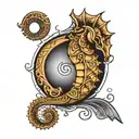 The seahorse's head rests within the crescent moon, symbolizing new beginnings and potential. * The remaining phases of  tattoo design idea