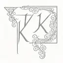 hidden letter k and s h calligraphy tattoo design idea