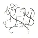 hidden letter k and s h calligraphy tattoo design idea