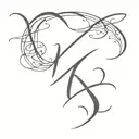hidden letter k and s h calligraphy tattoo design idea