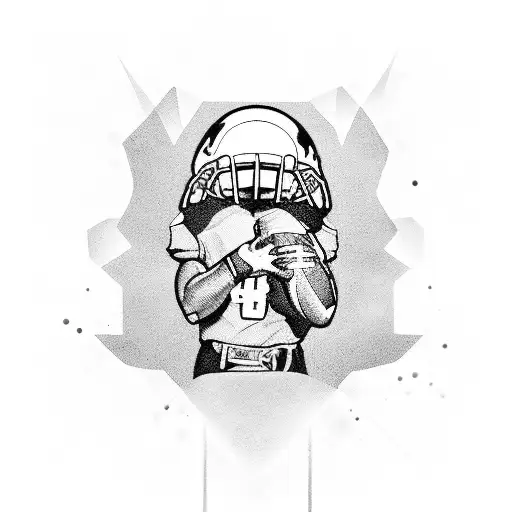 A football player with a beer bottle as their head tattoo design idea