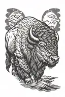 Strong bison facing storm tattoo design idea