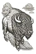 Strong bison facing storm tattoo design idea