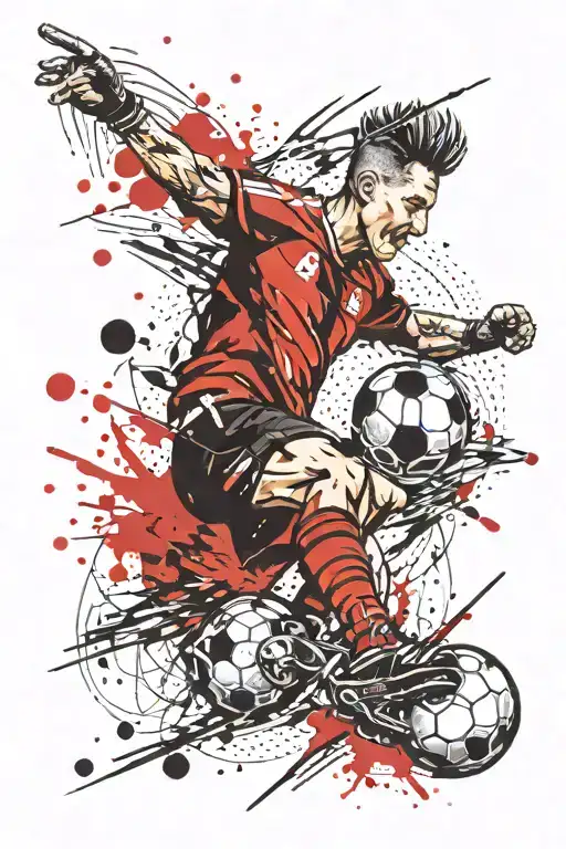 A cannon shooting out a soccer ball tattoo design idea