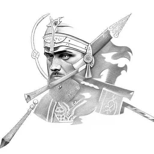 roman with spear  tattoo design idea