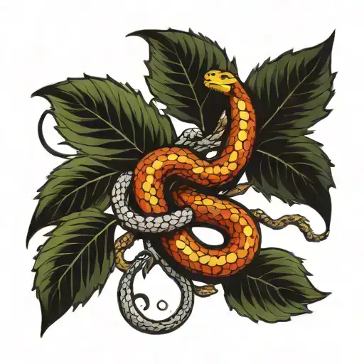 emblem of an apple tree and a snake  tattoo design idea