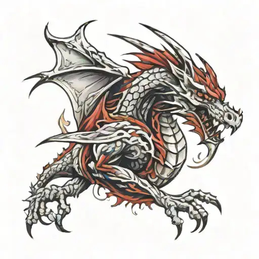 red dragon breathing fire tattoo design idea