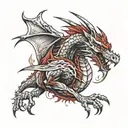 red dragon breathing fire tattoo design idea