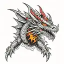 red dragon breathing fire tattoo design idea