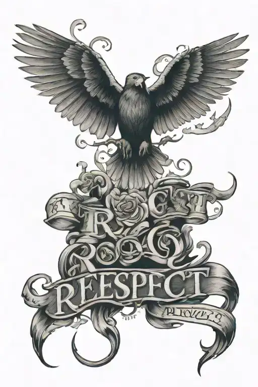 "RESPECT", below, "The past" and money and below "CREATE THE FUTURE" tattoo design idea