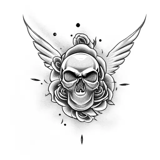 skull with roses,broken clock,angel of death,eyes with tears,dont blink tattoo design idea