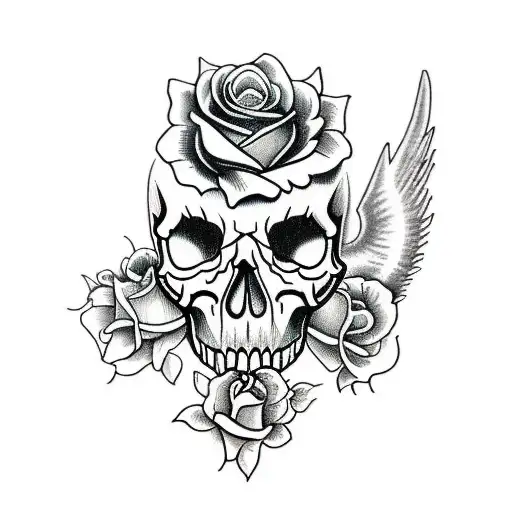 Sun and Moon,skull,roses,clock tattoo design idea