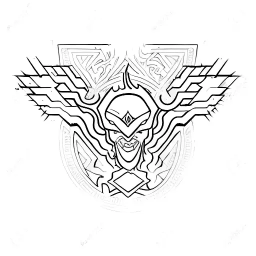 Demonic language infused ink spreading through sentinel language symbols tattoo design idea