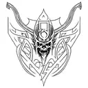 An intricate design of a slayer's weapon formed by demonic language symbols tattoo design idea