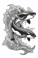 Orca crashing waves crashing tattoo design idea