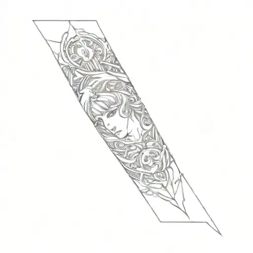 dark goth patterned arm sleeve tattoo design inspired in the berserk anime theme tattoo design idea