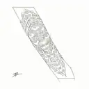 dark goth patterned arm sleeve tattoo design inspired in the berserk anime theme tattoo design idea