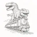 Dinosaur riding a train tattoo design idea