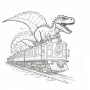 Dinosaur riding a train tattoo design idea