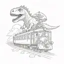 Dinosaur riding a train tattoo design idea