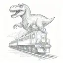 one dinosaur riding on top of train tattoo design idea