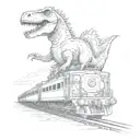 one dinosaur riding on top of train tattoo design idea