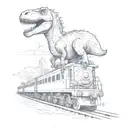 one dinosaur riding on top of train tattoo design idea