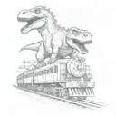 one dinosaur riding on top of train tattoo design idea
