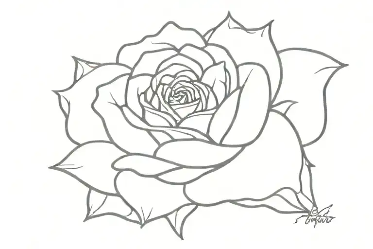 name Alicia Pérez and a rose tattoo design idea