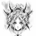 anime, demon tattoo design idea