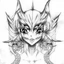 anime, demon tattoo design idea