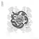 equality symbol intertwined with ginkgo leaves and forget-me-not flowers tattoo design idea