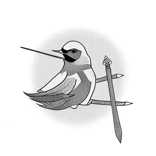 Swallow bird & sword tattoo design idea