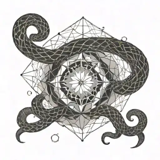snake moon crystals being dispersed tattoo design idea