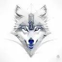composition of a wolf and a viking warrior with some related geometry, representing wisdom and a link to earth tattoo design idea