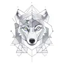 composition of a wolf and a viking warrior with some related geometry, representing wisdom and a link to earth tattoo design idea