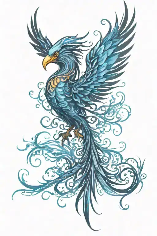 Phoenix rising from the ashes tattoo design idea