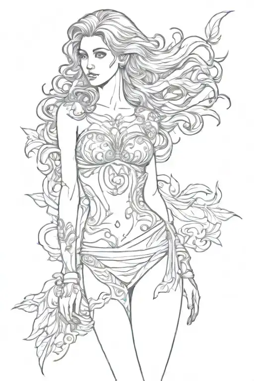 full body Aphrodite realistic sexy girl shoulder tattoo tattoo design idea
