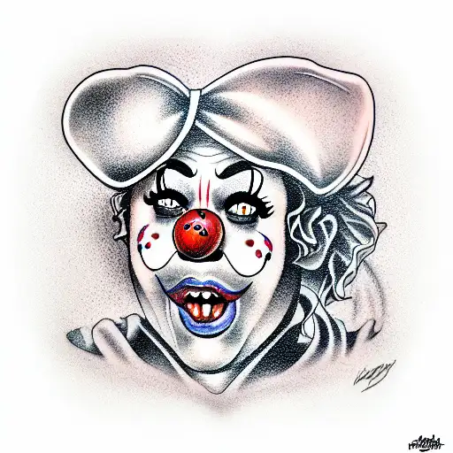 clown crying into a bowl of cereal  tattoo design idea