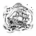 pirate ship sinking tattoo design idea
