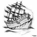 pirate ship sinking tattoo design idea