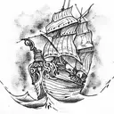 pirate ship sinking tattoo design idea