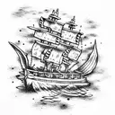 pirate ship sinking tattoo design idea