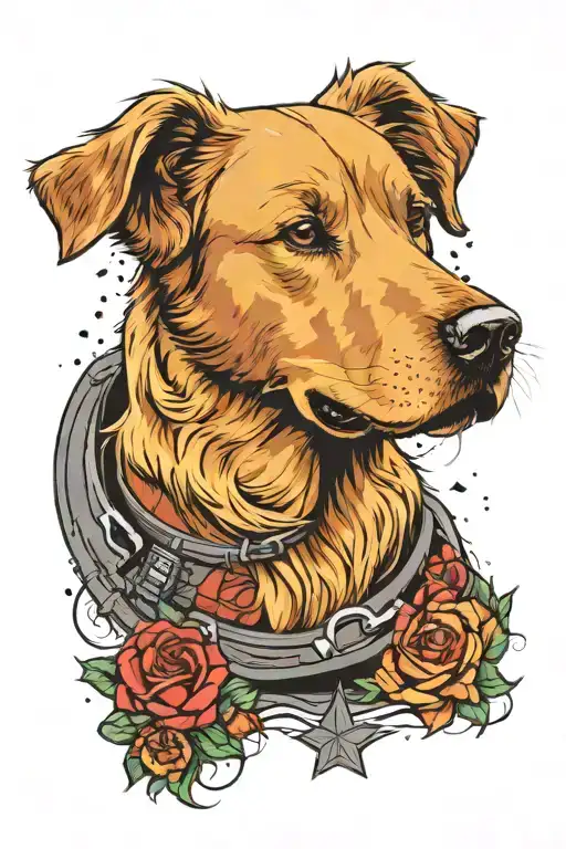 tattoo of a golden retriever set in star wars tattoo design idea
