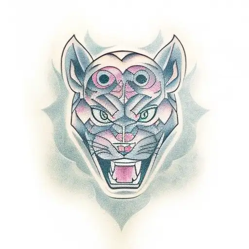 Panther full body american traditional tattoo design idea
