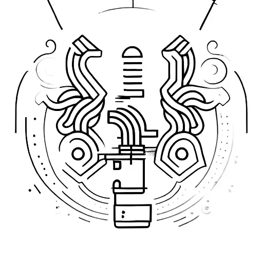 A minimalist tattoo of a key and a lock, symbolizing the idea of unlocking the infinite possibilities of life and the undefined. tattoo design idea