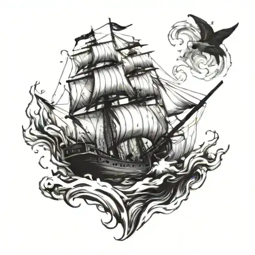 Create a tattoo design symbolizing determination and leadership, inspired by the concept of 'Burn the Ships.' I envision tattoo design idea