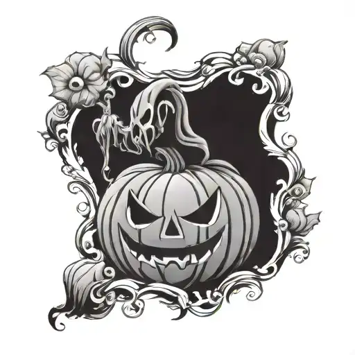 Halloween, horror, pumpkin, ghost tattoo design idea